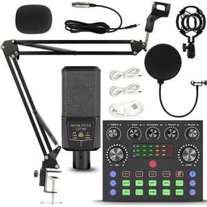 LGT 240 Condenser Mic with V8S Dual Channel Sound Card – Professional Podcast, Gaming & Recording Bundle