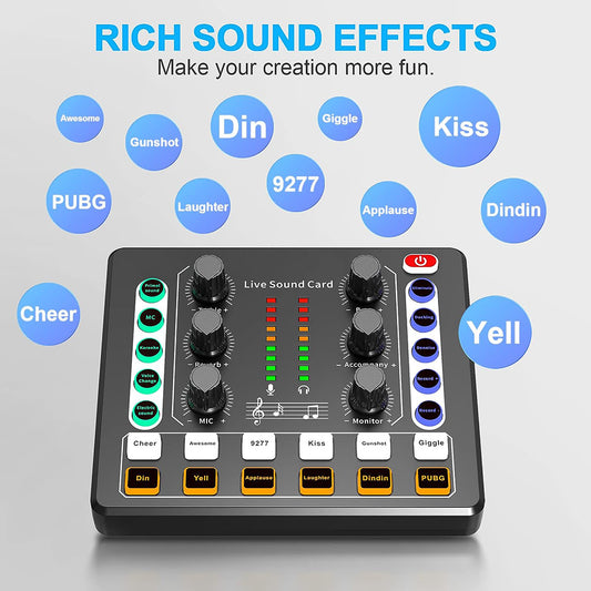 M8 Dual-Channel Sound Card – Professional Audio Mixer for Podcast, TikTok, FB, YouTube Live Streaming & Gaming