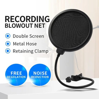 Double Layer Studio Pop Filter Mic Shield – Broadcast & Recording Windscreen