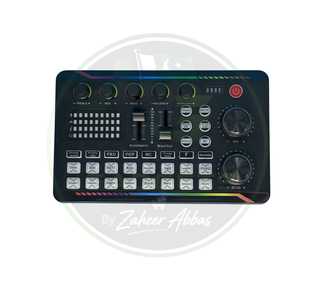 F998MAX Gaming Audio Mixer – Professional Streaming Sound Card with Bluetooth, Voice Changer & Audio Interface for PC & Phone