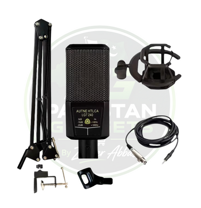 LGT 240 Condenser Mic With XLR Cable Pop Filter Shock Mount Arm Stand