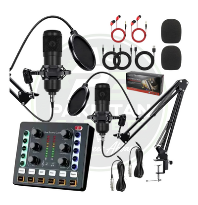 BM800 Condenser Mic with M8 Sound Card Bundle – XLR Studio Kit for Podcasting, Live Streaming, Music Recording & DJ