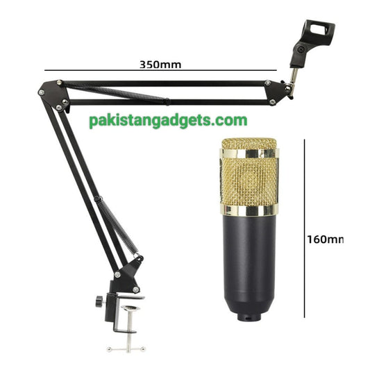 BM800 Condenser Mic With Arm Stand Pop Filter Shock Mount XLR Cable