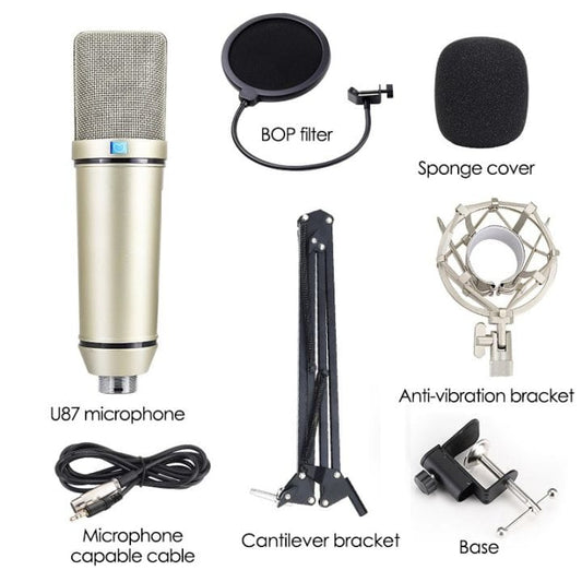 U87 Condenser Mic With M8 Dual Channel Professional Sound Card For Podcast And Live Streaming