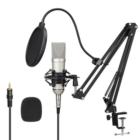 U87 Condenser Mic With V8 Sound Card For Live Streaming And Podcast Studio