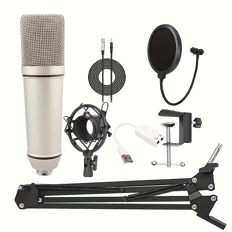U87 Condenser Mic With M8 Dual Channel Professional Sound Card For Podcast And Live Streaming