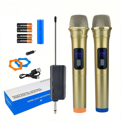 LT-125 Dual Wireless UHF Microphone System – 2 Handheld Cordless Dynamic Mics with Rechargeable Receiver