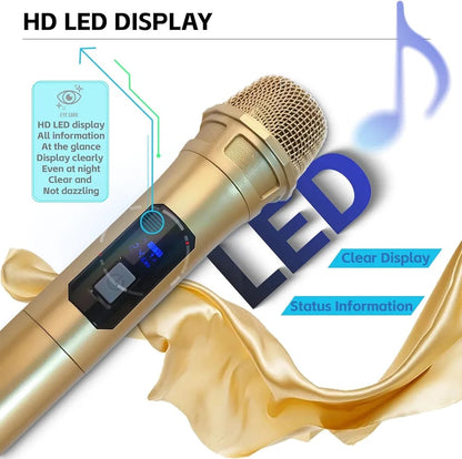 LT-125 Dual Wireless UHF Microphone System – 2 Handheld Cordless Dynamic Mics with Rechargeable Receiver