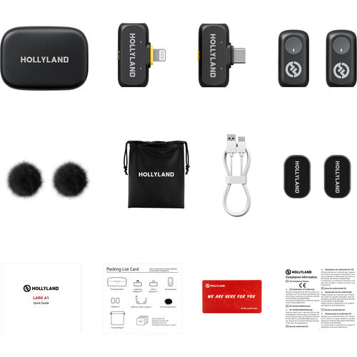 Hollyland Lark A1 Combo dual wireless lavalier mic for iPhone and Android