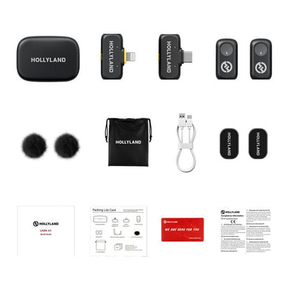 Hollyland Lark A1 Combo charging case with wireless mics – Space Gray