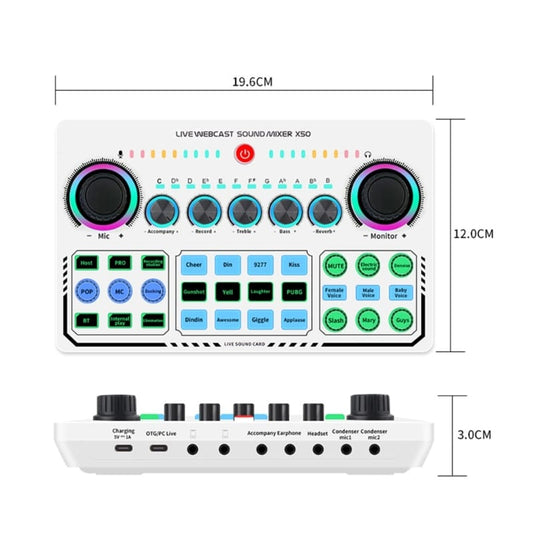 Professional Live Sound Card – Audio Mixer Board with Noise Reduction, Voice Changer & Lighting Effects for Streaming & Karaoke