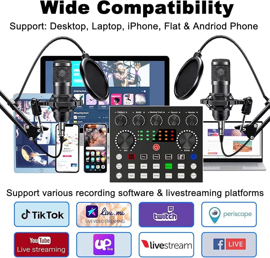 BM-800 Podcast Microphone Bundle - Studio Condenser Microphone Perfect for Podcasting, Recording, Singing, Streaming and Gaming