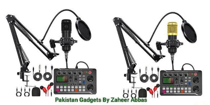 BM800 Condenser Mic with F998 Dual-Channel Dynamic Sound Card – Professional Studio Kit for Podcast, TikTok, Facebook & YouTube Live
