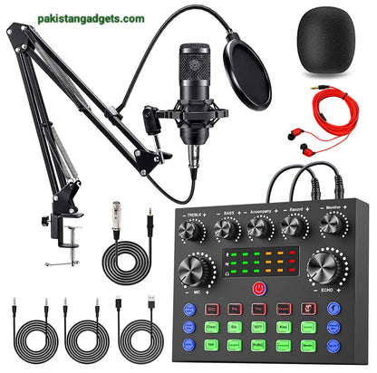 BM800 Condenser Mic With X50 Dual Channel Professional Sound Card For Live Streaming And Podcast Studio