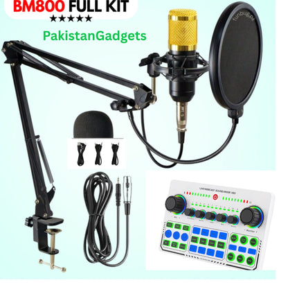 BM800 Condenser Mic With X50 Dual Channel Professional Sound Card For Live Streaming And Podcast Studio