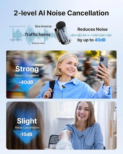 BOYA Mini 2 Dual Wireless Microphone – 48kHz/24-bit, AI Noise Cancellation, USB-C Lavalier Mic for iPhone 15/16/17 & Android
