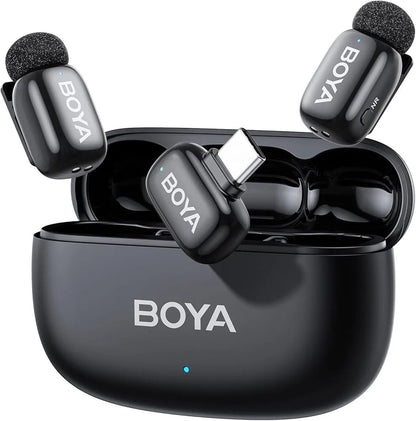 BOYA Mini 2 Dual Wireless Microphone – 48kHz/24-bit, AI Noise Cancellation, USB-C Lavalier Mic for iPhone 15/16/17 & Android