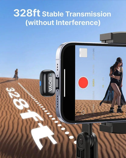 BOYA Mini 2 Dual Wireless Microphone – 48kHz/24-bit, AI Noise Cancellation, USB-C Lavalier Mic for iPhone 15/16/17 & Android