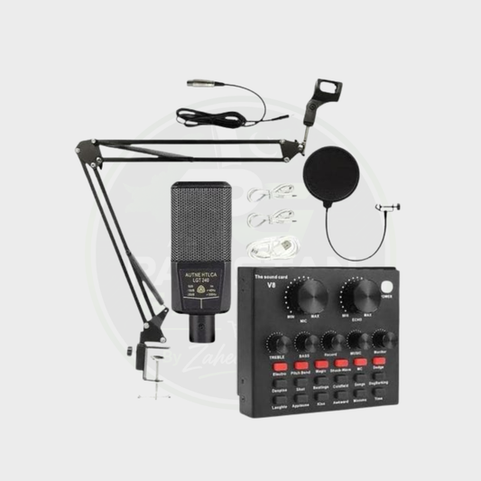 LGT 240 Condenser Mic with V8 Sound Card – Complete Podcast & Recording Kit