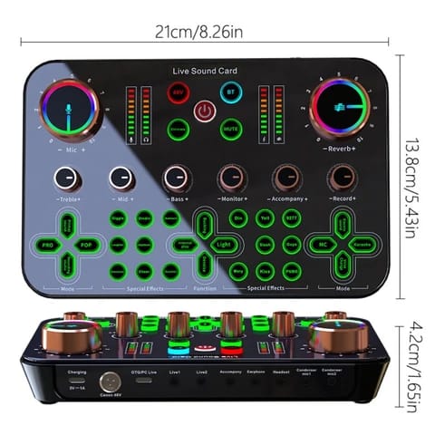 K700 Dual Channel Professional Sound Card with Built-in 48V Phantom Power