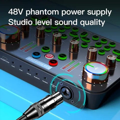 K700 Dual Channel Professional Sound Card with Built-in 48V Phantom Power
