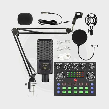 LGT 240 Condenser Mic with V8S Dual Channel Sound Card – Professional Podcast, Gaming & Recording Bundle