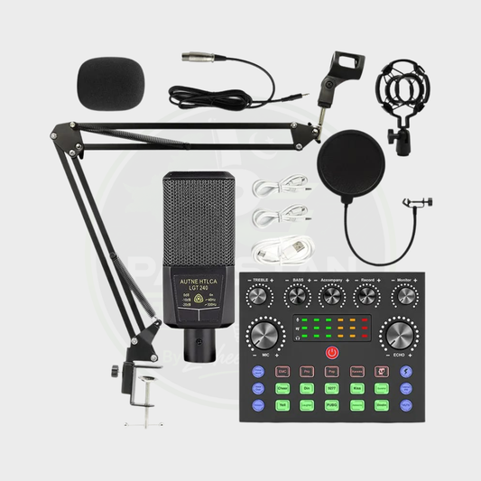 LGT 240 Condenser Mic with V8S Dual Channel Sound Card – Professional Podcast, Gaming & Recording Bundle