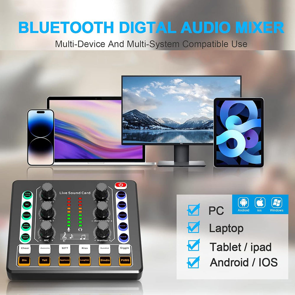 M8 Dual-Channel Sound Card – Professional Audio Mixer for Podcast, TikTok, FB, YouTube Live Streaming & Gaming
