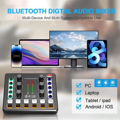 M8 Dual-Channel Sound Card – Professional Audio Mixer for Podcast, TikTok, FB, YouTube Live Streaming & Gaming
