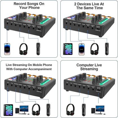 M8 Dual-Channel Sound Card – Professional Audio Mixer for Podcast, TikTok, FB, YouTube Live Streaming & Gaming