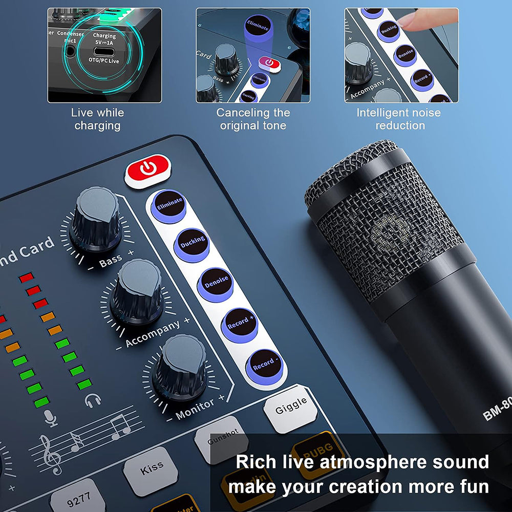 M8 Dual-Channel Sound Card – Professional Audio Mixer for Podcast, TikTok, FB, YouTube Live Streaming & Gaming