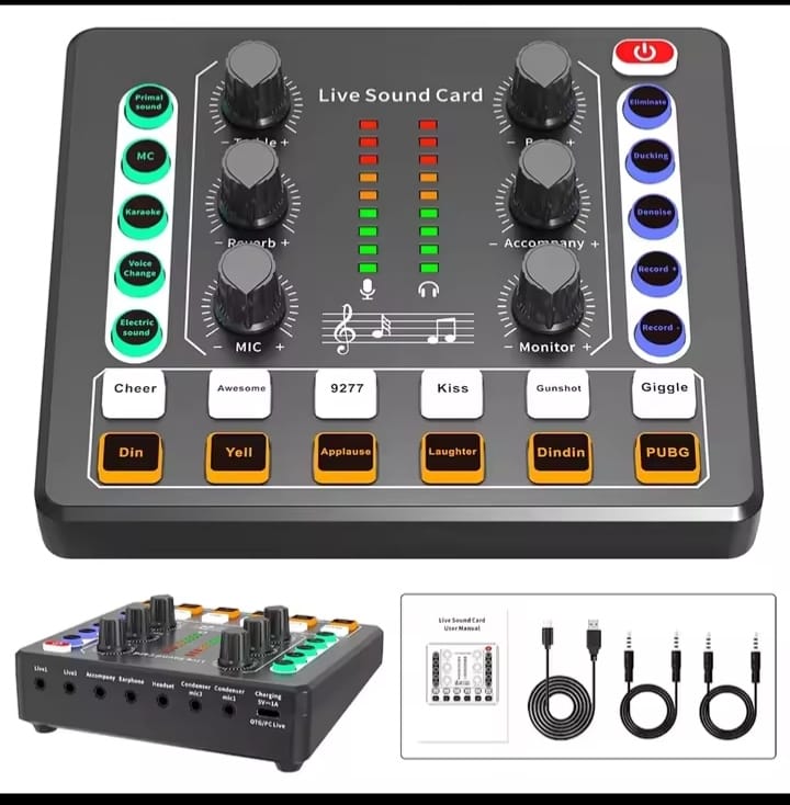 M8 Dual-Channel Sound Card – Professional Audio Mixer for Podcast, TikTok, FB, YouTube Live Streaming & Gaming