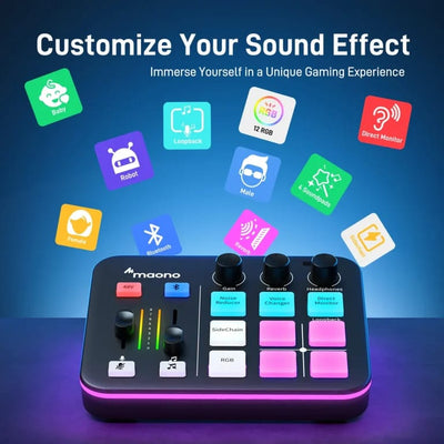 MAONO G1 NEO Audio Interface & Mixer – XLR, 48V Phantom Power, Bluetooth, Sound Pads for Gaming, Podcasting & Streaming