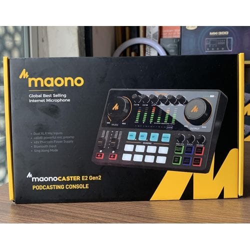 MAONO Maonocaster AME2 GEN2 Podcast Mixer & Audio Interface – Auto-Tune, Voice Changer, 48V Phantom Power, Bluetooth, Rechargeable Battery