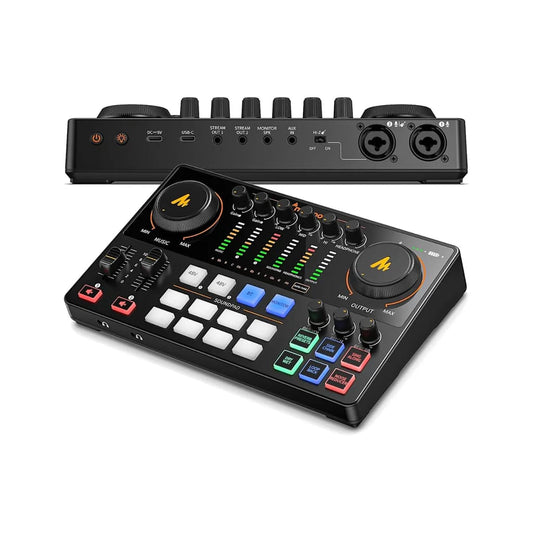 MAONO Maonocaster AME2 GEN2 Podcast Mixer & Audio Interface – Auto-Tune, Voice Changer, 48V Phantom Power, Bluetooth, Rechargeable Battery