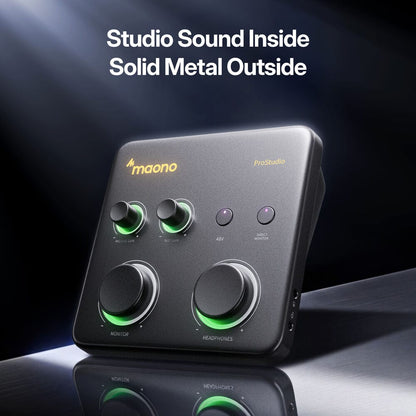 MAONO P1 USB Audio Interface – 24-bit/192kHz, XLR Combo with 48V Phantom Power, Hi-Z Instrument Input, Auto-Gain for Podcasting & Recording