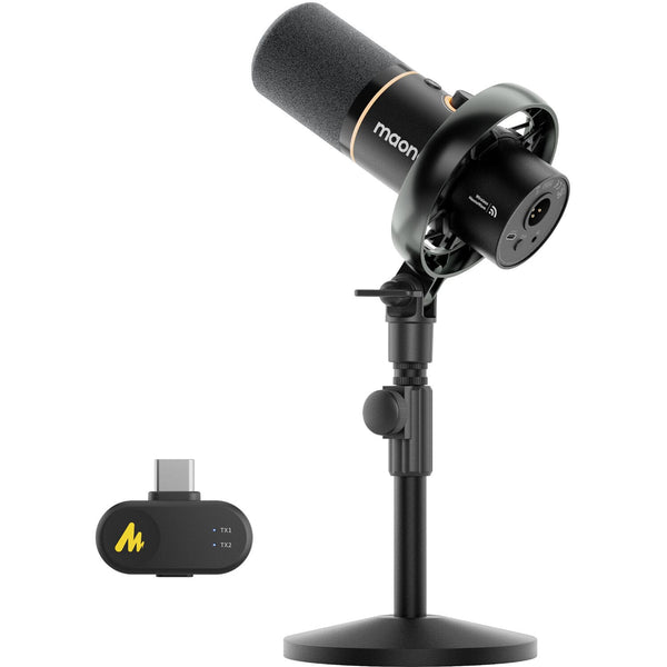 MAONO PD200W Hybrid Wireless Dynamic Microphone – 2.4GHz Wireless, USB-C & XLR, Noise Cancelling, RGB for Podcasting & Streaming