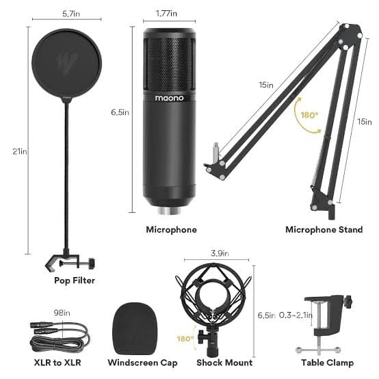 Maono PM320 XLR Condenser Microphone – Professional Cardioid Studio Mic for Streaming, Podcasting, Singing & Voice-Over