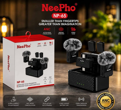 Neepho NP-65 Mini Wireless Microphone – Compact Clip-On Mic with Noise Reduction