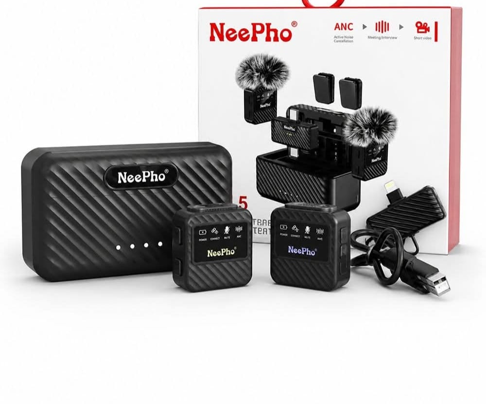 Neepho NP-65 Mini Wireless Microphone – Compact Clip-On Mic with Noise Reduction