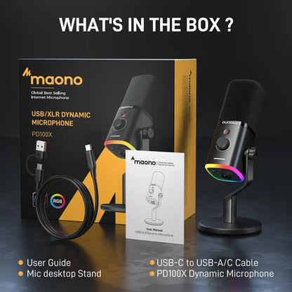 MAONO PD100X tap to mute and gain control