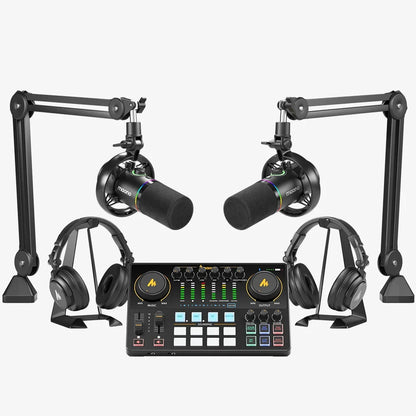 MAONO PD200W podcast bundle with boom arms
