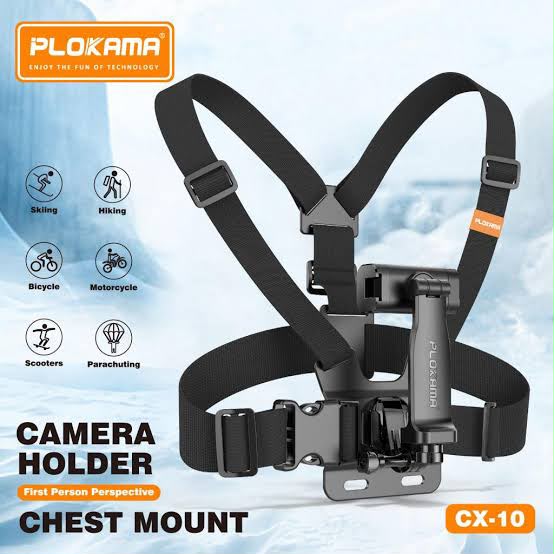 PLOKAMA CX10 Chest Mount Holder – 360° Adjustable Harness for Action Cameras & Phones