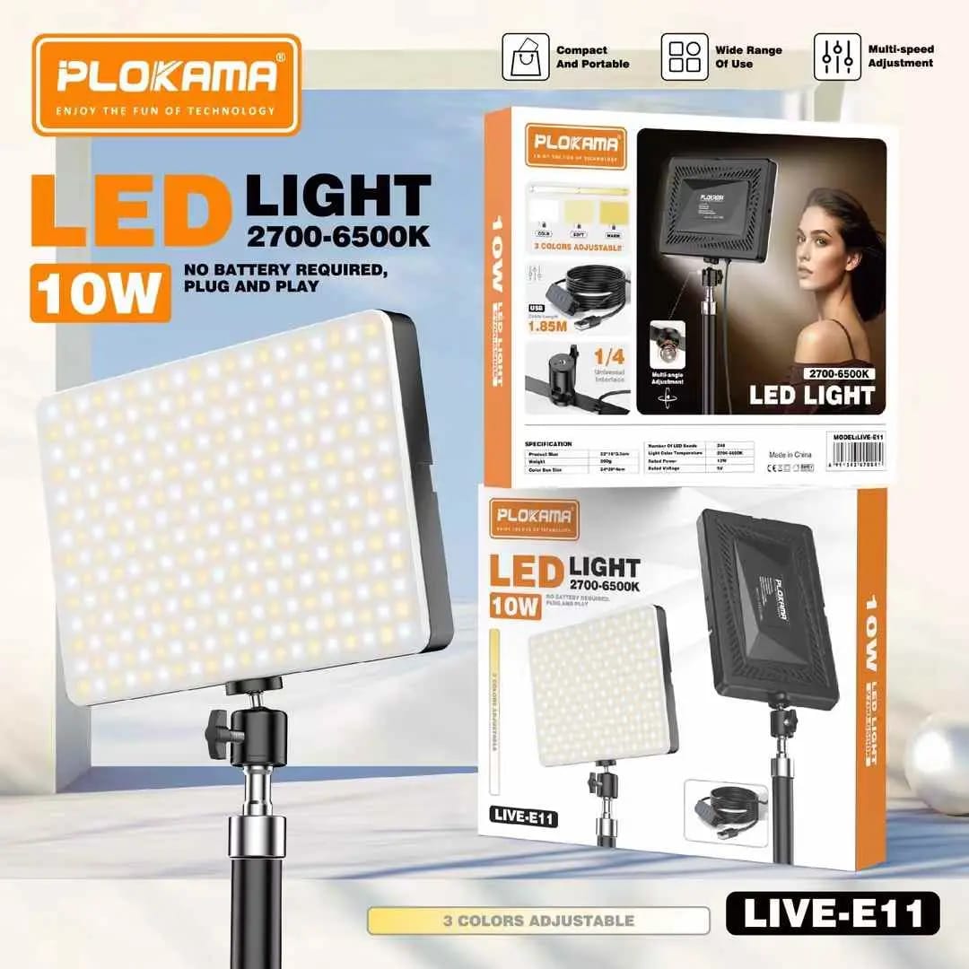 PLOKAMA E11 LED Fill Light – Professional Photography & Videography Light Panel for Studio, Streaming & Content Creation
