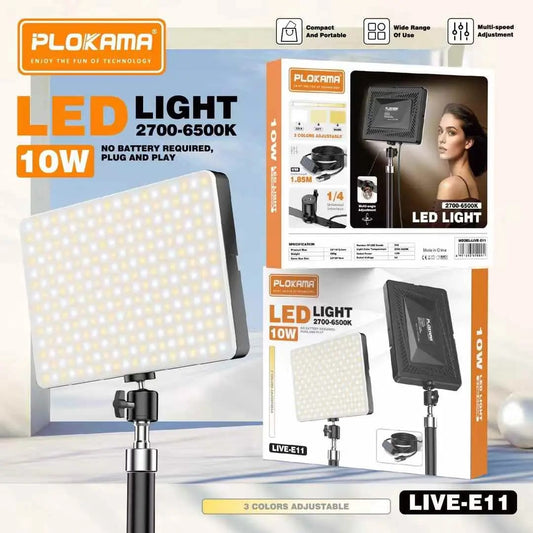 PLOKAMA E11 LED Fill Light – Professional Photography & Videography Light Panel for Studio, Streaming & Content Creation
