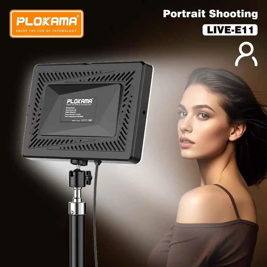 PLOKAMA E11 LED Fill Light – Professional Photography & Videography Light Panel for Studio, Streaming & Content Creation