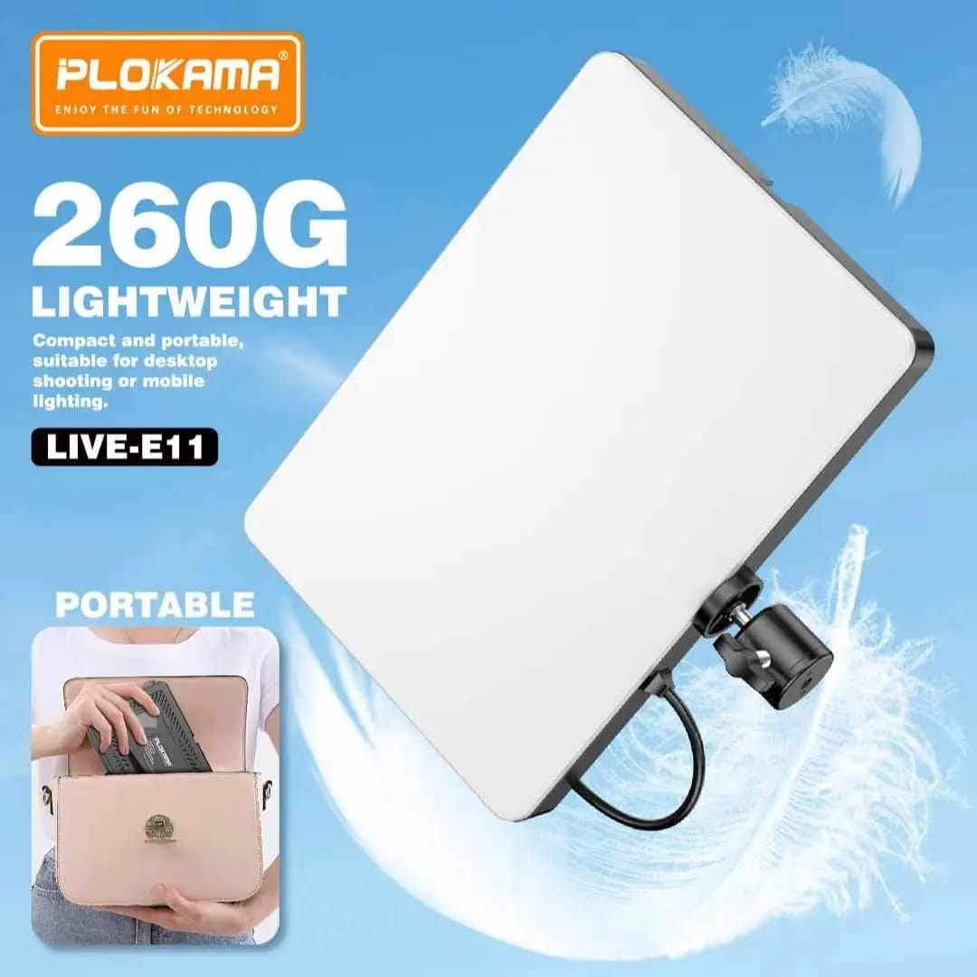 PLOKAMA E11 LED Fill Light – Professional Photography & Videography Light Panel for Studio, Streaming & Content Creation
