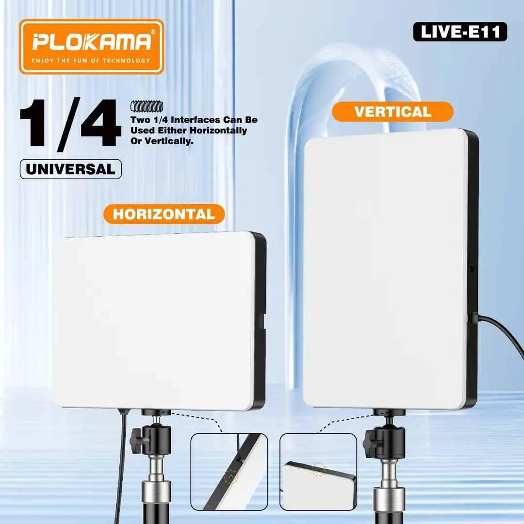 PLOKAMA E11 LED Fill Light – Professional Photography & Videography Light Panel for Studio, Streaming & Content Creation