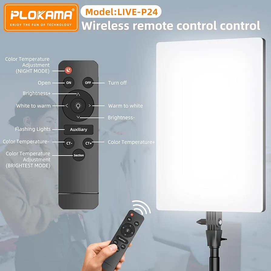 PLOKAMA Live P24 Professional LED Fill Light – 24-Inch Studio Lighting Panel for Photography, Videography & Live Streaming