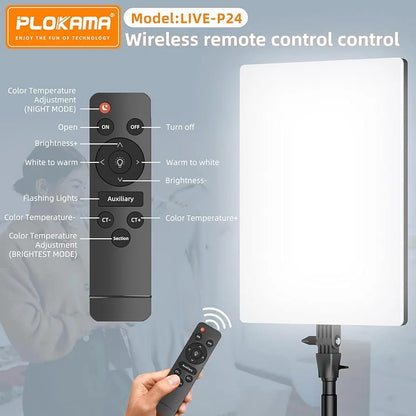 PLOKAMA Live P24 Professional LED Fill Light – 24-Inch Studio Lighting Panel for Photography, Videography & Live Streaming